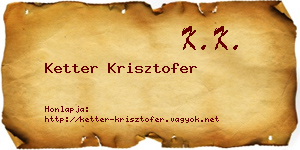 Ketter Krisztofer névjegykártya